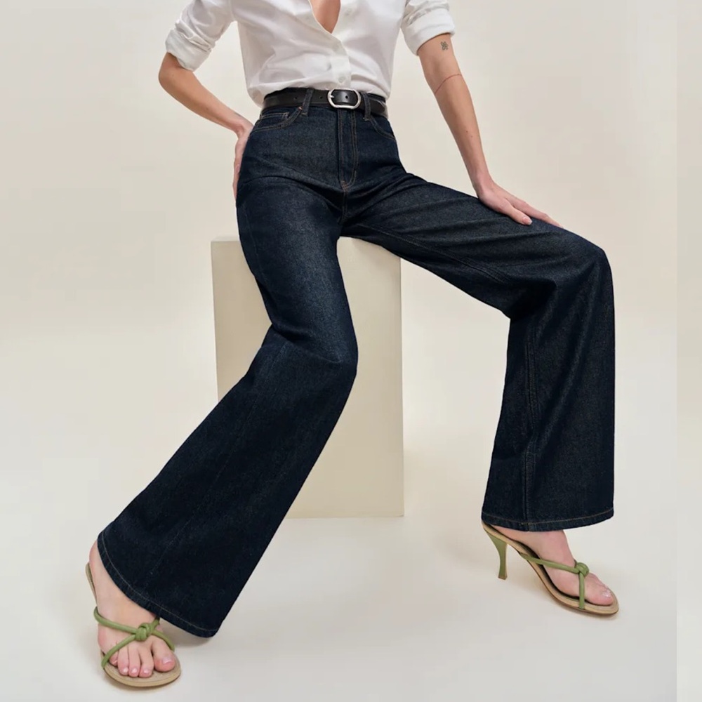 Reformation Cary Lived-in Wide Leg Jeans Blue - Size 26